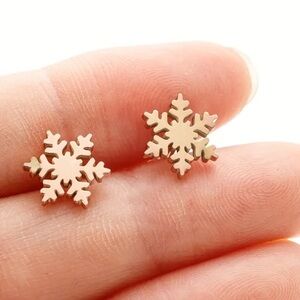 Classic Snowflake Rose Gold Toned Stud Earrings